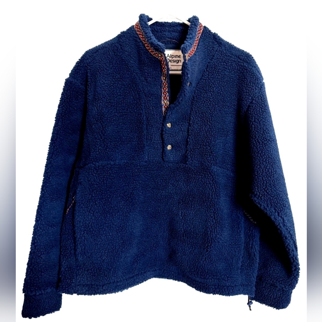 Alpine Design Women's 1/4 Snap Sherpa Pullover Vintage Blue Size S — image 3 of 8